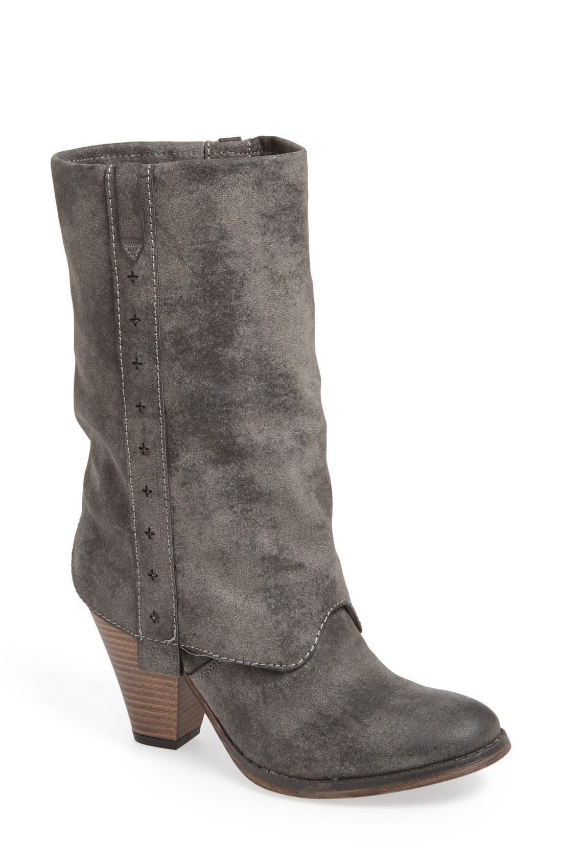 'Jeri' Cuffed Western Boot, Main, color, BLACK