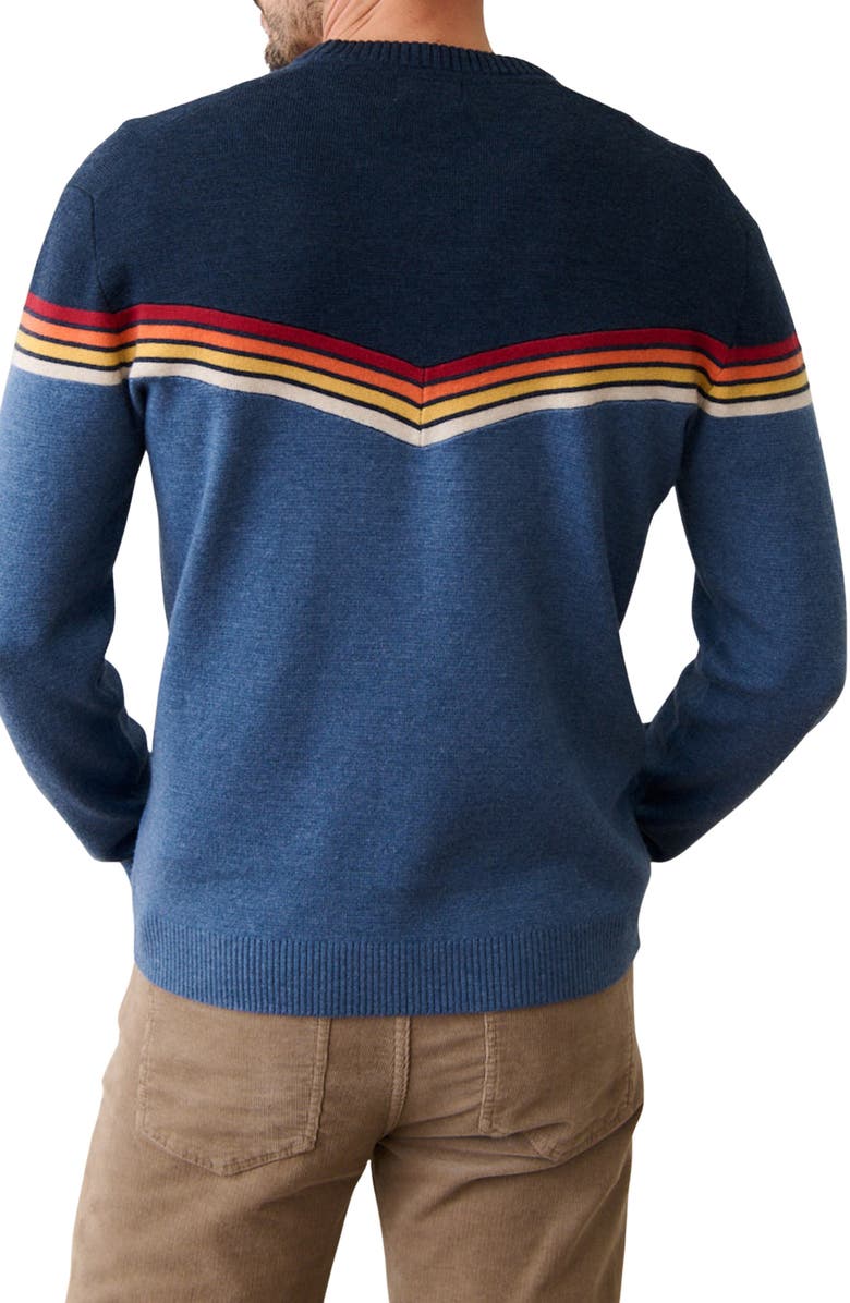 Marine Layer Dean Chevron Cotton Blend Crewneck Sweater, Alternate, color, Navy Colorblock