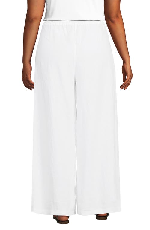 Lands' End Plus Size Linen High Rise Palazzo Pants In White