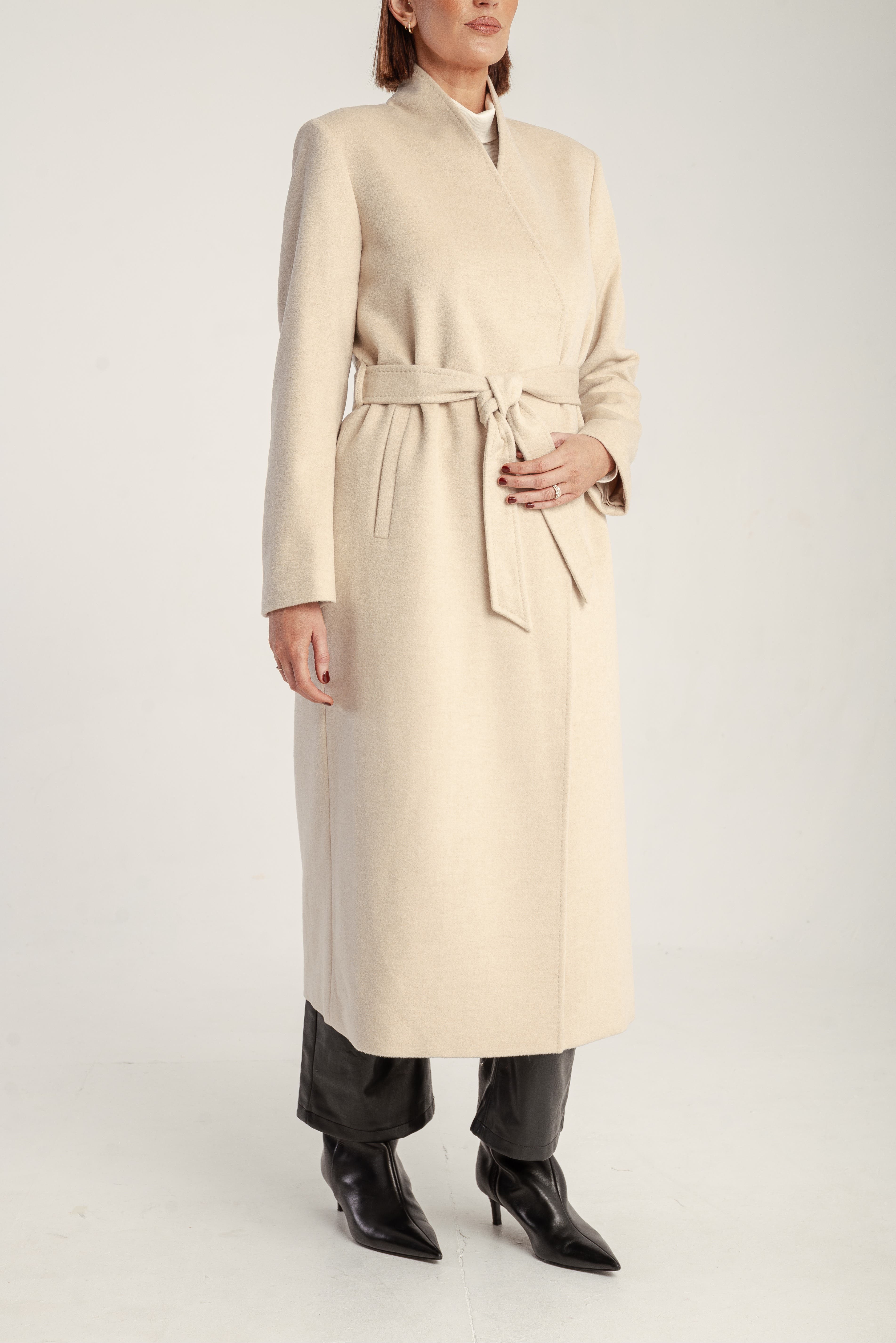 Cashmere Belted Long Coat - image 4