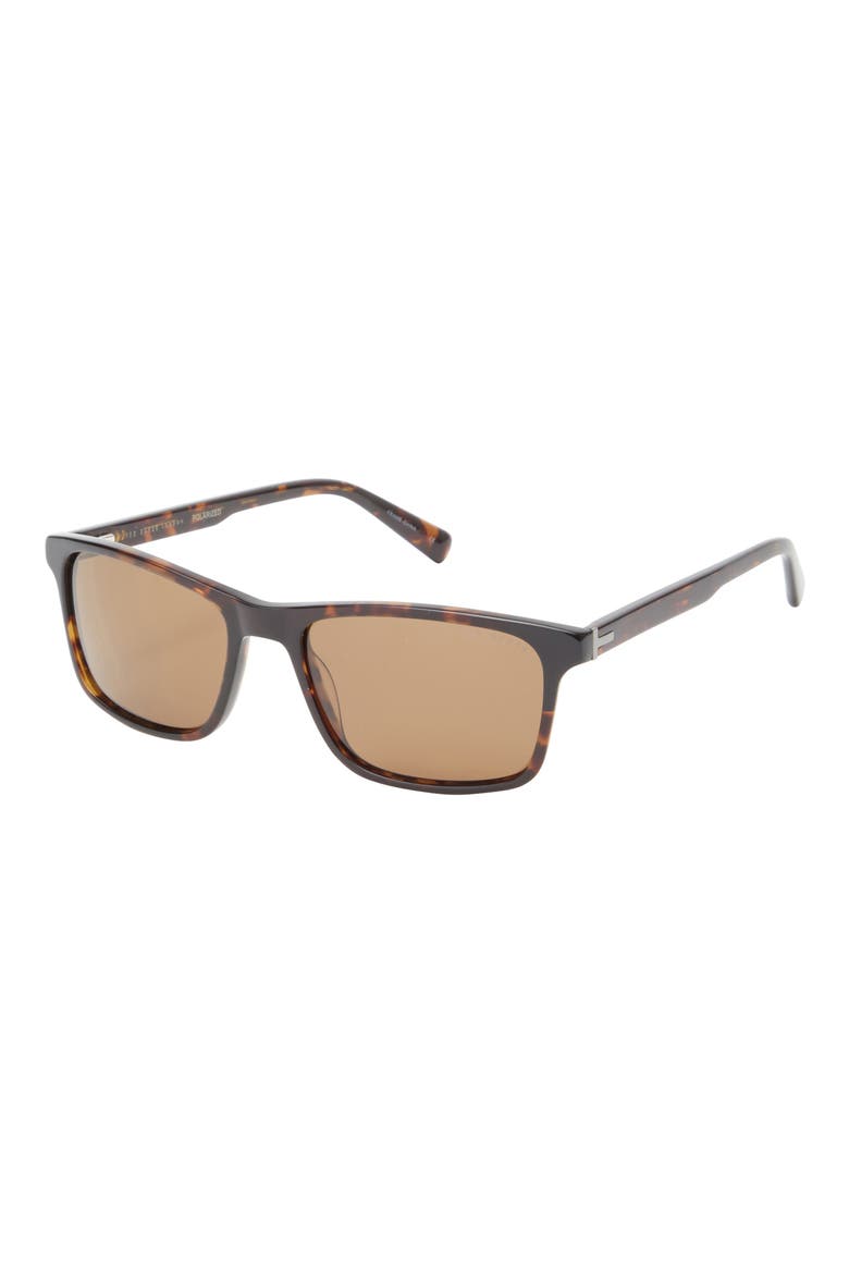57mm Full Rim Rectangle Polaized Sunglasses, Alternate, color, TORTOISE