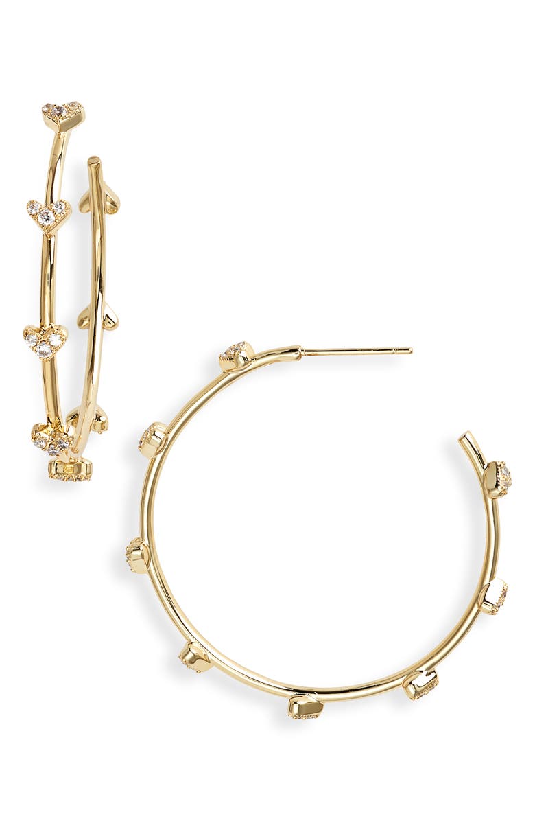 Kendra Scott Haven Heart Crystal Hoop Earrings, Main, color, 
