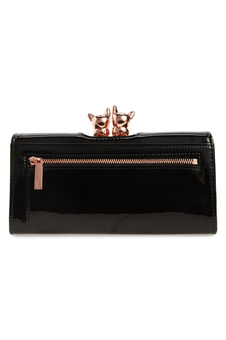 Bulldog Karrine Patent Leather Wallet, Alternate, color, BLACK