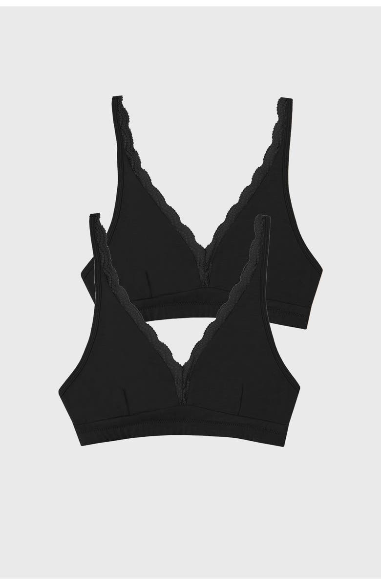 Stripe & Stare Lace Plunge Two Pack, Main, color, Black