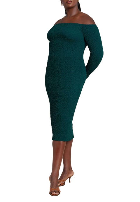 Off Shoulder Textured Dress (Plus Available)