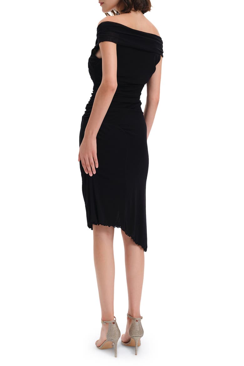 Lovinia Off the Shoulder Mesh Dress, Alternate, color, BLACK