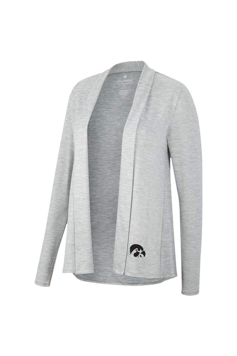 Women's Colosseum Heathered Gray Iowa Hawkeyes Charlton Open Cardigan, Alternate, color, Heather Gray