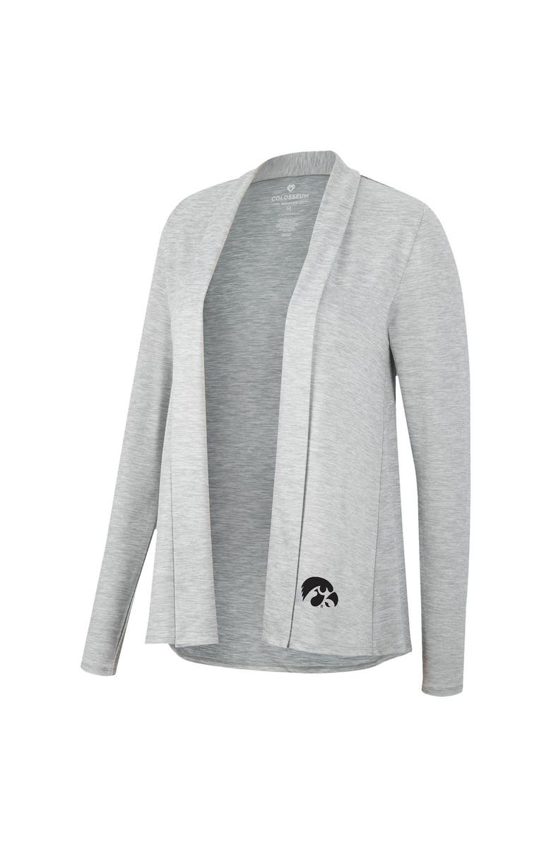 COLOSSEUM Women's Colosseum Heathered Gray Iowa Hawkeyes Charlton Open Cardigan, Alternate, color,