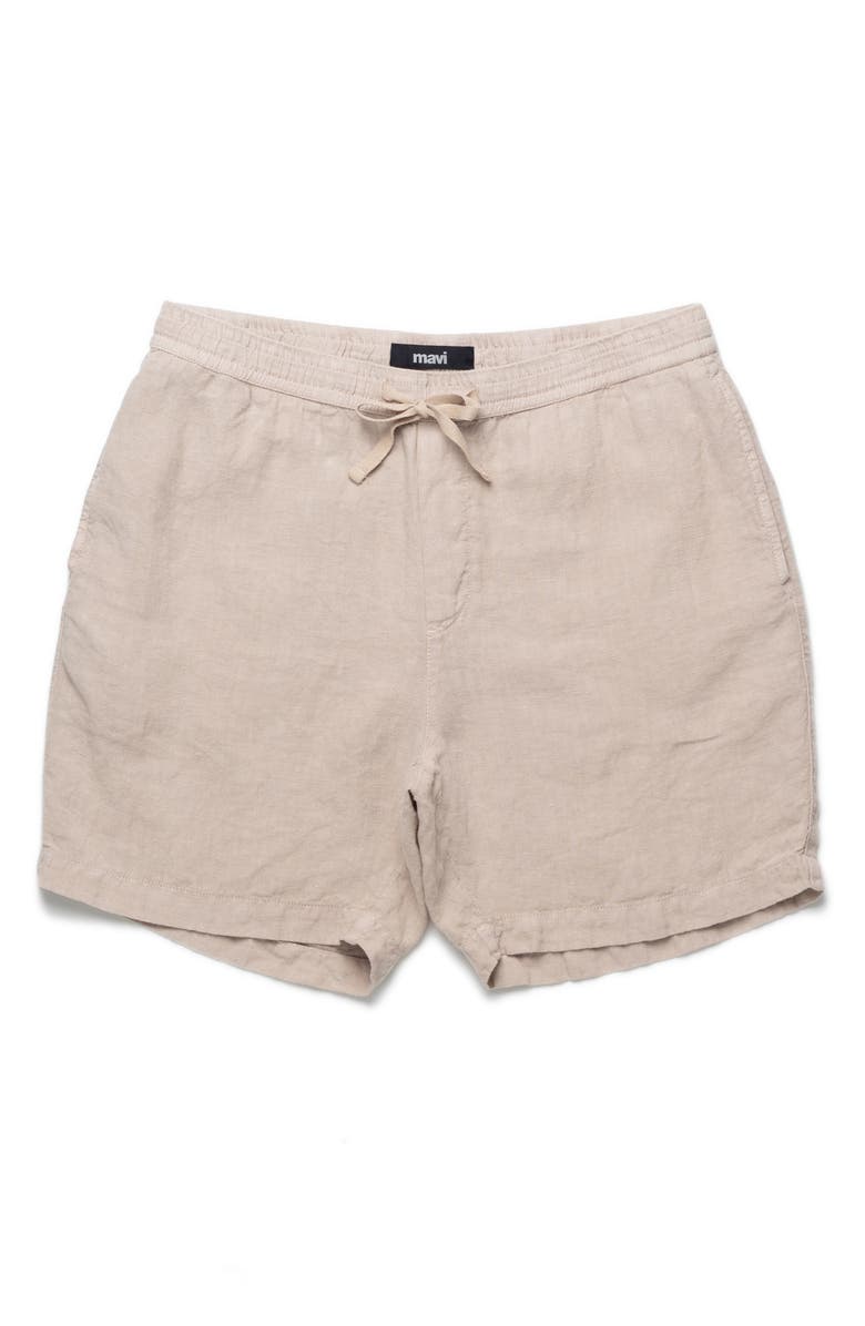 Mavi Jeans Linen Drawstring Shorts, Alternate, color, Sand