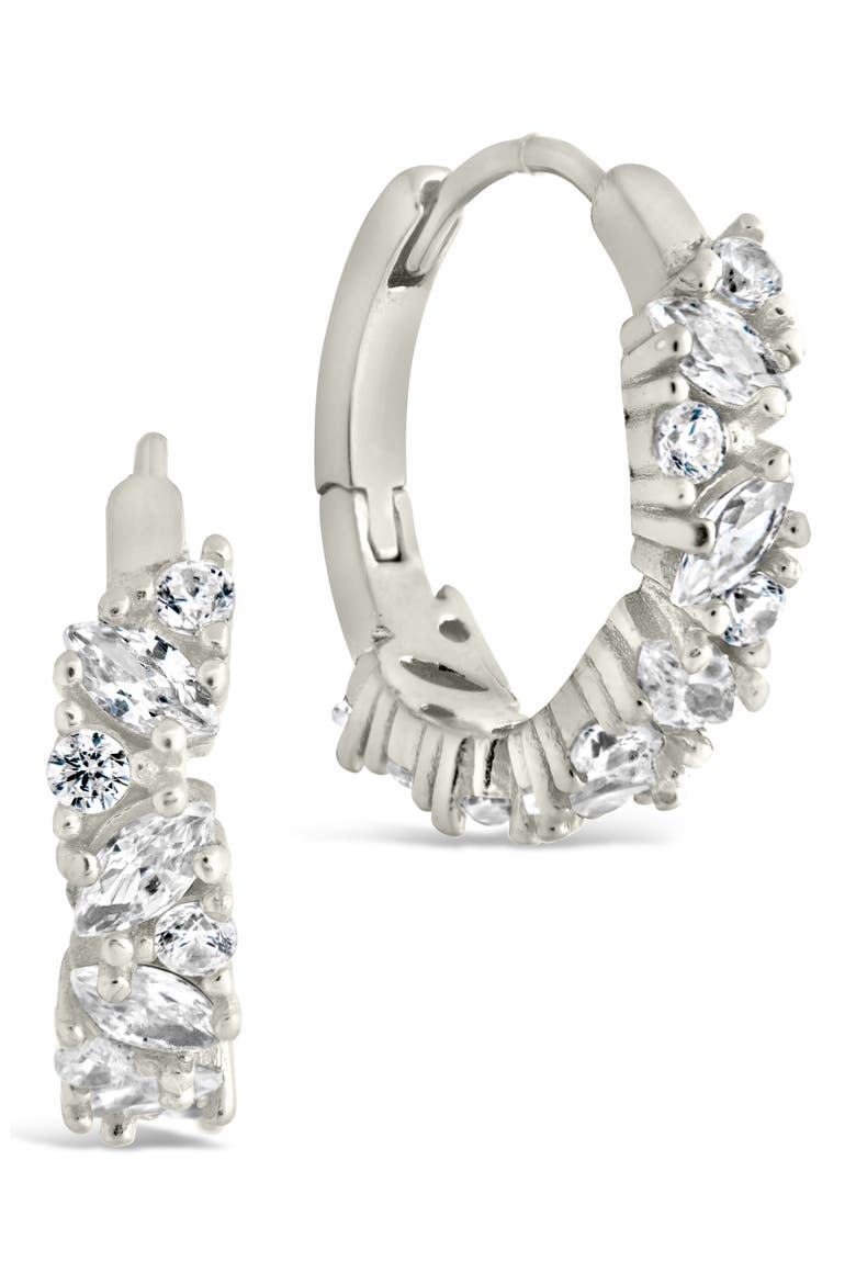 Georgia Cubic Zirconia Huggie Hoop Earrings, Main, color, SILVER