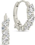 Sterling Forever Georgia Cubic Zirconia Huggie Hoop Earrings