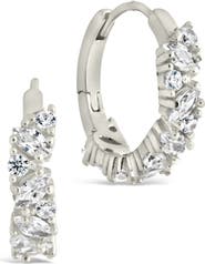 Sterling Forever Georgia Cubic Zirconia Huggie Hoop Earrings