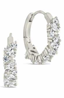 Sterling Forever Georgia Cubic Zirconia Huggie Hoop Earrings