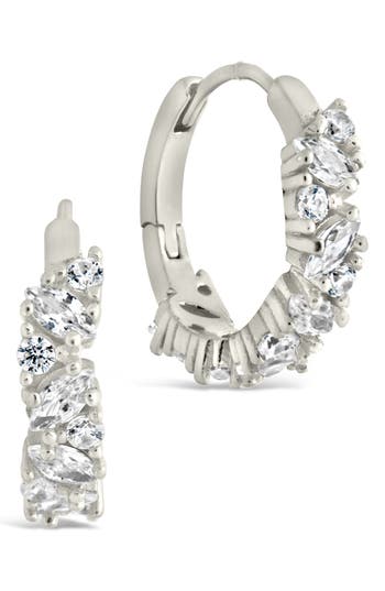 Sterling Forever Georgia Cubic Zirconia Huggie Hoop Earrings In Silver