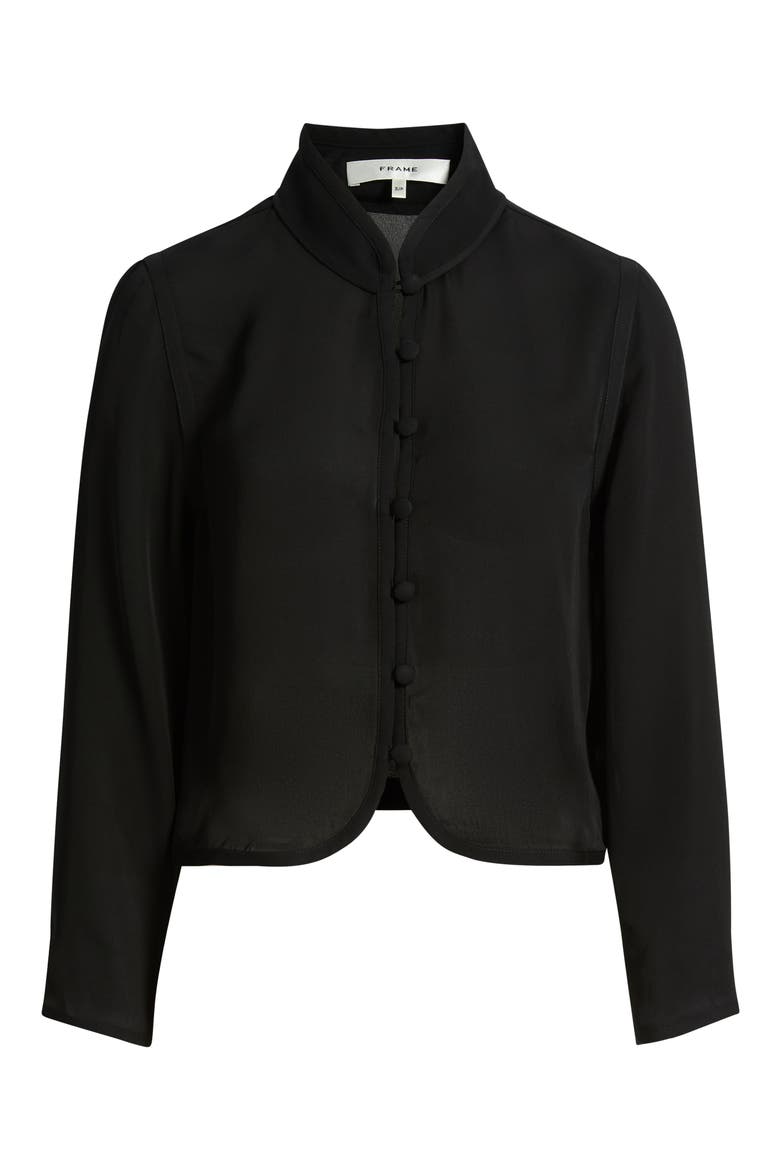 The Salon Silk Blazer, Alternate, color, BLACK