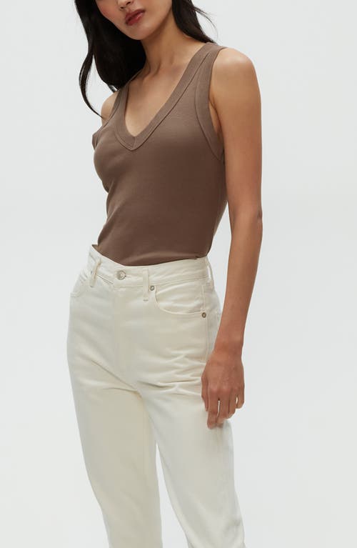 Michael Stars Blanche Side Ruched Tank In Cobblestone
