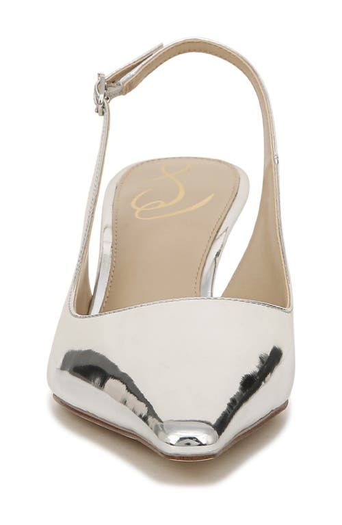 Sam Edelman Women's Bianka 60mm Metallic Leather Slingback Pumps In Soft Silver