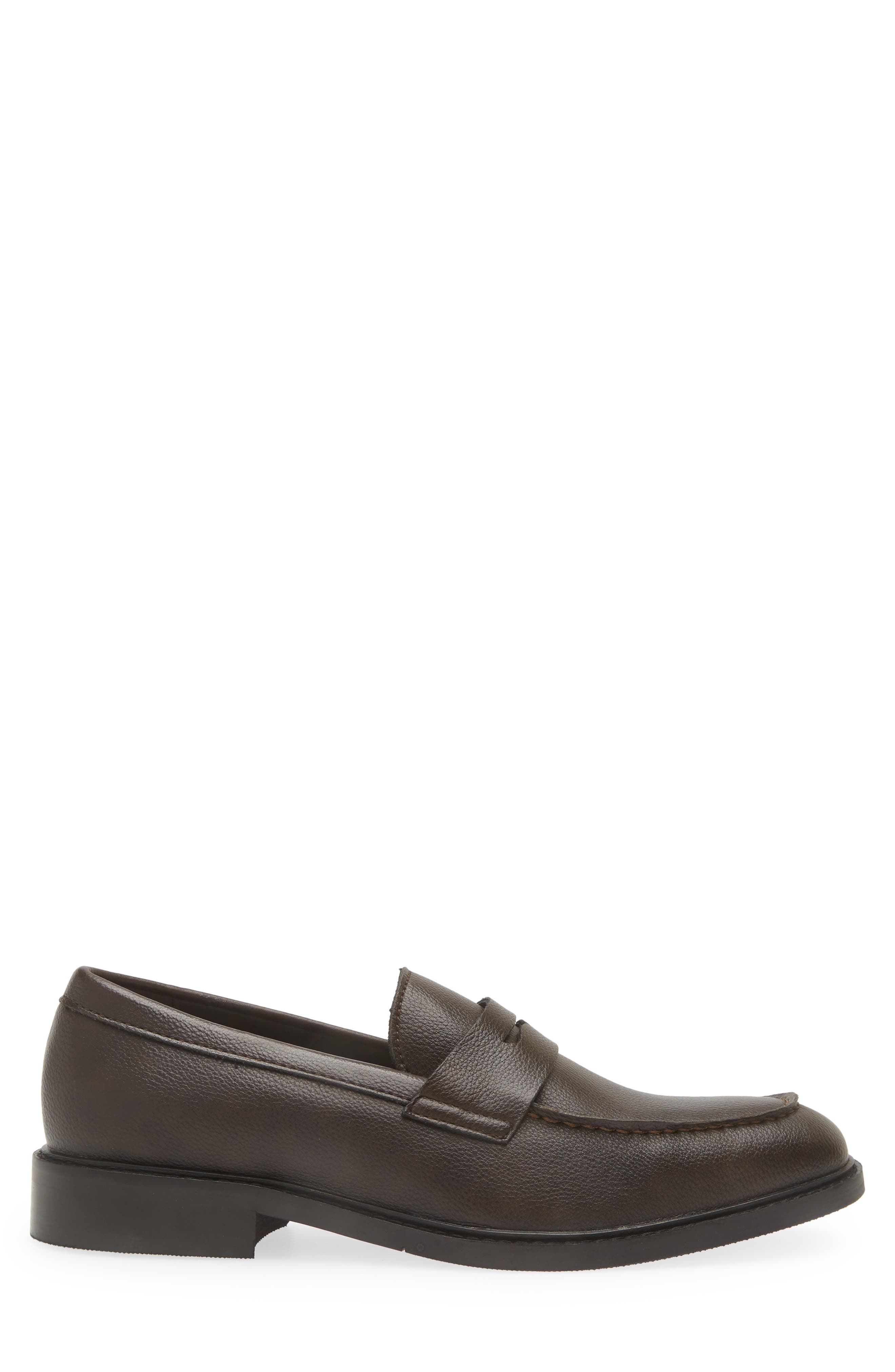 Wade Penny Loafer, Alternate, color, BROWN DARK