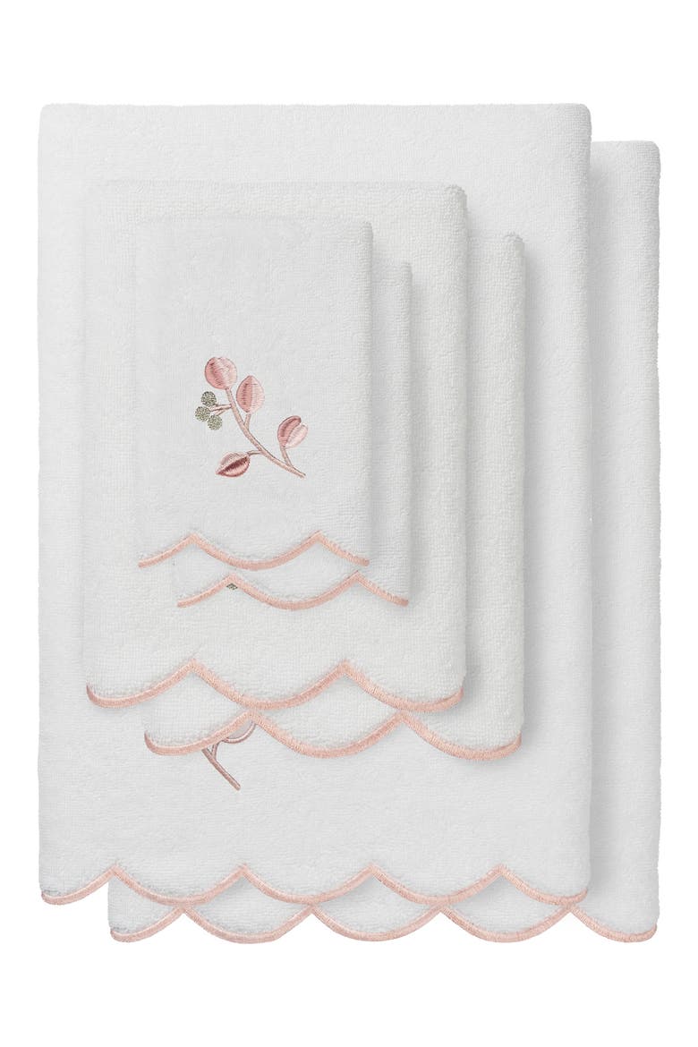 Wild Branch Scallop 6-Piece Assorted Towels Set, Main, color, WHITE/ PINK