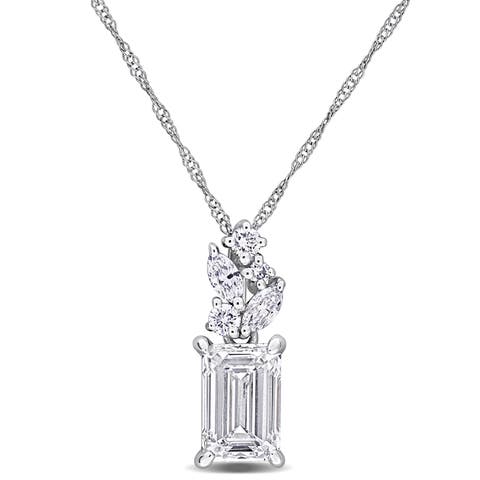 Lab-Grown Diamond Cluster Pendant Necklace 14k