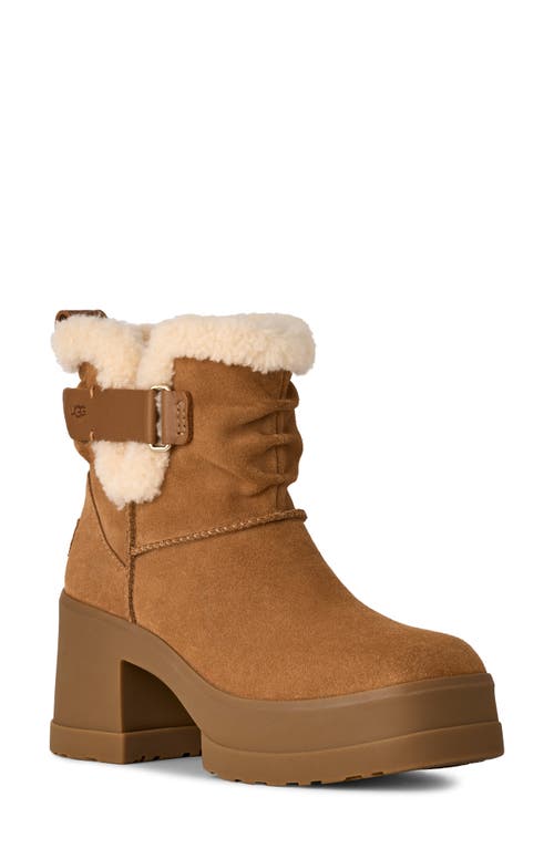 Ugg(r) Moxy Genuine Shearling Trim Chelsea Boot In Brown
