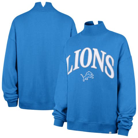 Women's '47 Blue Detroit Lions Oversized Vantage Mock Neck Sweatshirt