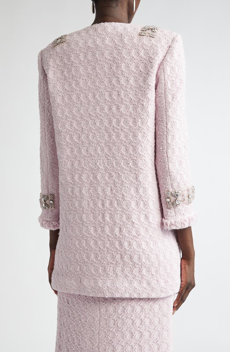 ST. JOHN Crystal Embellished Honeycomb Tweed Longline Jacket, Alternate, color, 