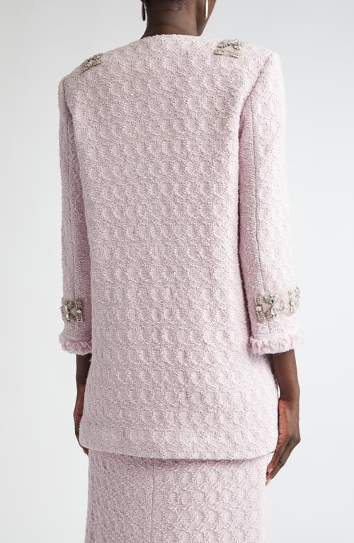 St John St. John Collection Crystal Embellished Honeycomb Tweed Longline Jacket In Primrose