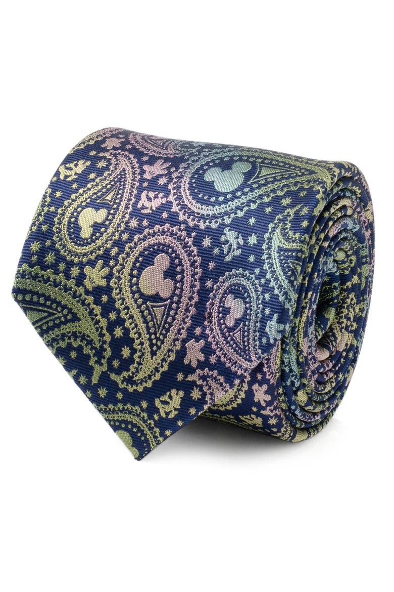 x Disney Mickey Iridescent Paisley Silk Tie, Alternate, color, NAVY
