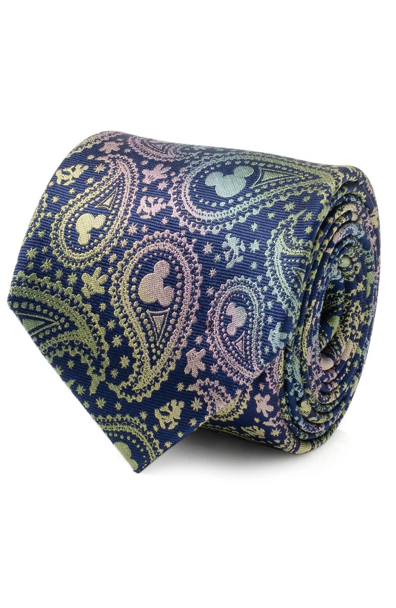 Cufflinks, Inc. x Disney Mickey Iridescent Paisley Silk Tie, Alternate, color, Navy