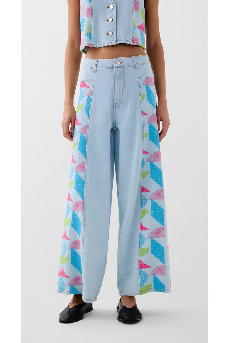 Culotte Embside Denim Pant, Main, color, Lightblue