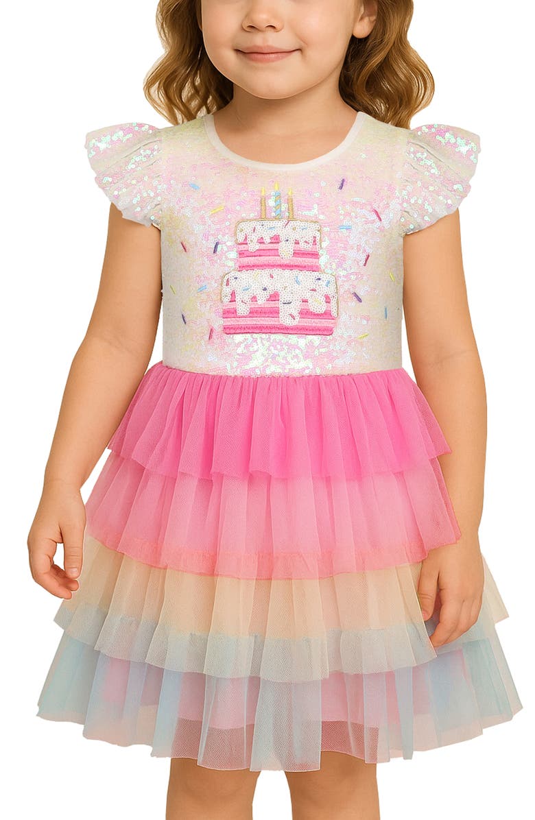 Zunie Kids' Birthday Tutu Dress, Alternate, color, Ivory/ Multi