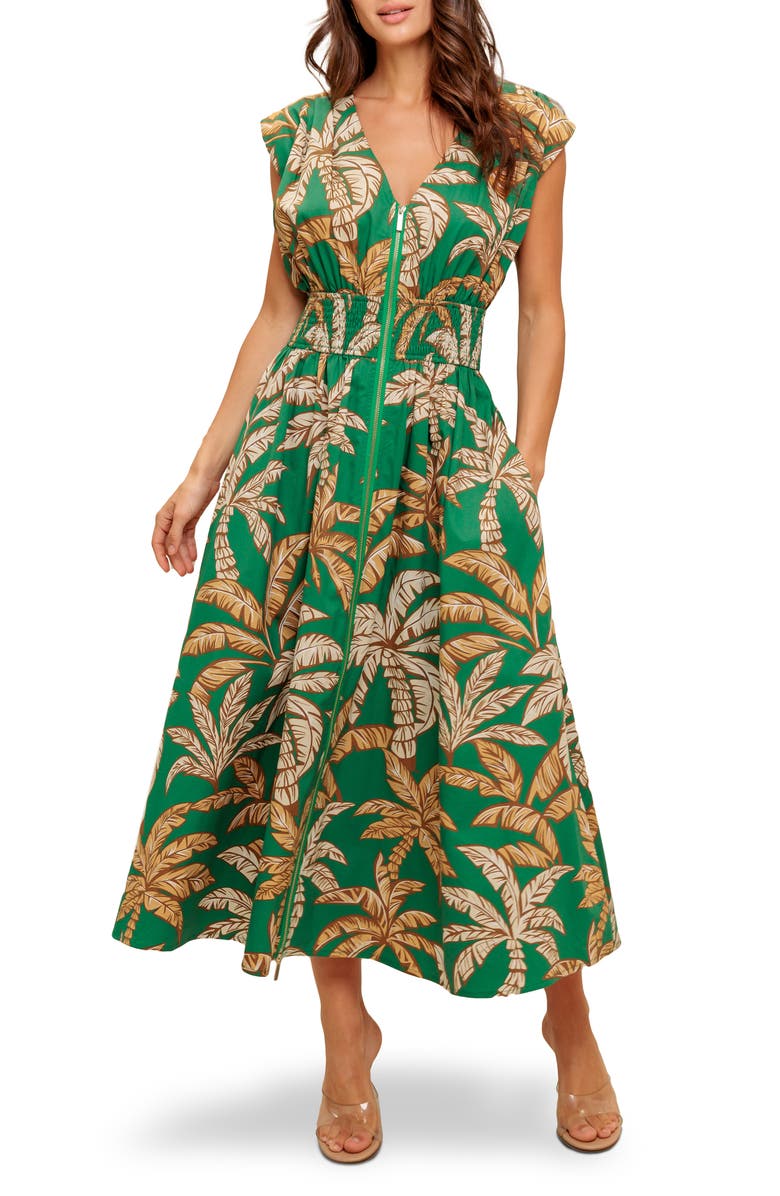 FLYING TOMATO V-Neck Midi Dress, Main, color, Green