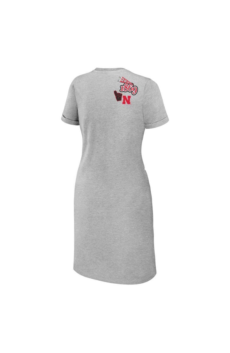 WEAR by Erin Andrews Women's WEAR by Erin Andrews Heather Gray Nebraska Huskers Knotted T-Shirt Dress, Alternate, color, Heather Gray