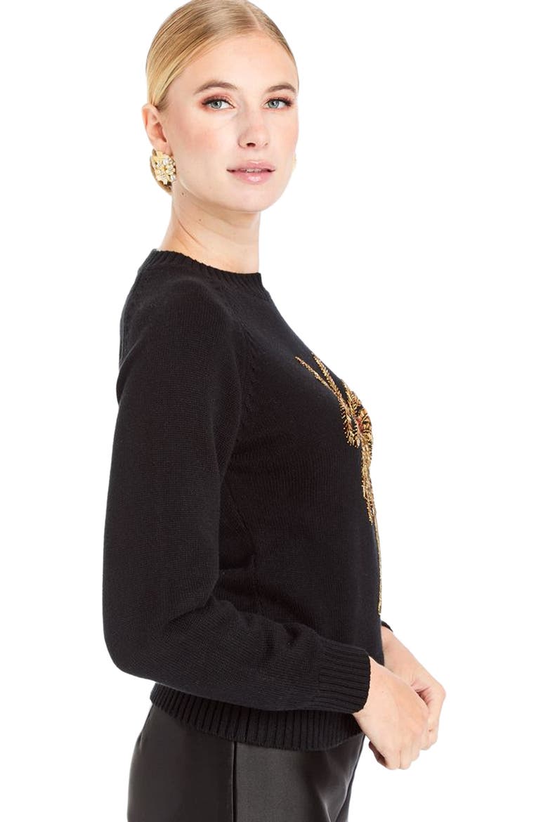 Delilah Palm Sweater, Alternate, color, Black