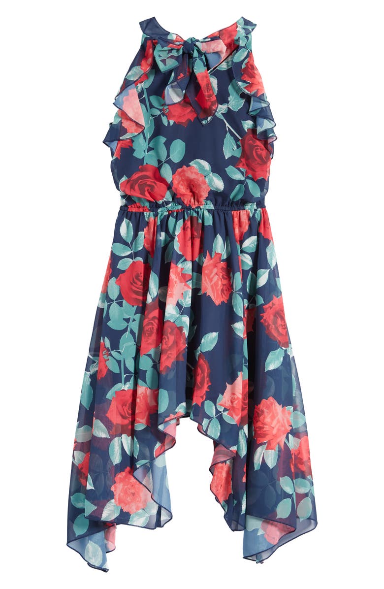Ava & Yelly Kids' Floral Sleeveless Asymmetric Dress, Alternate, color,