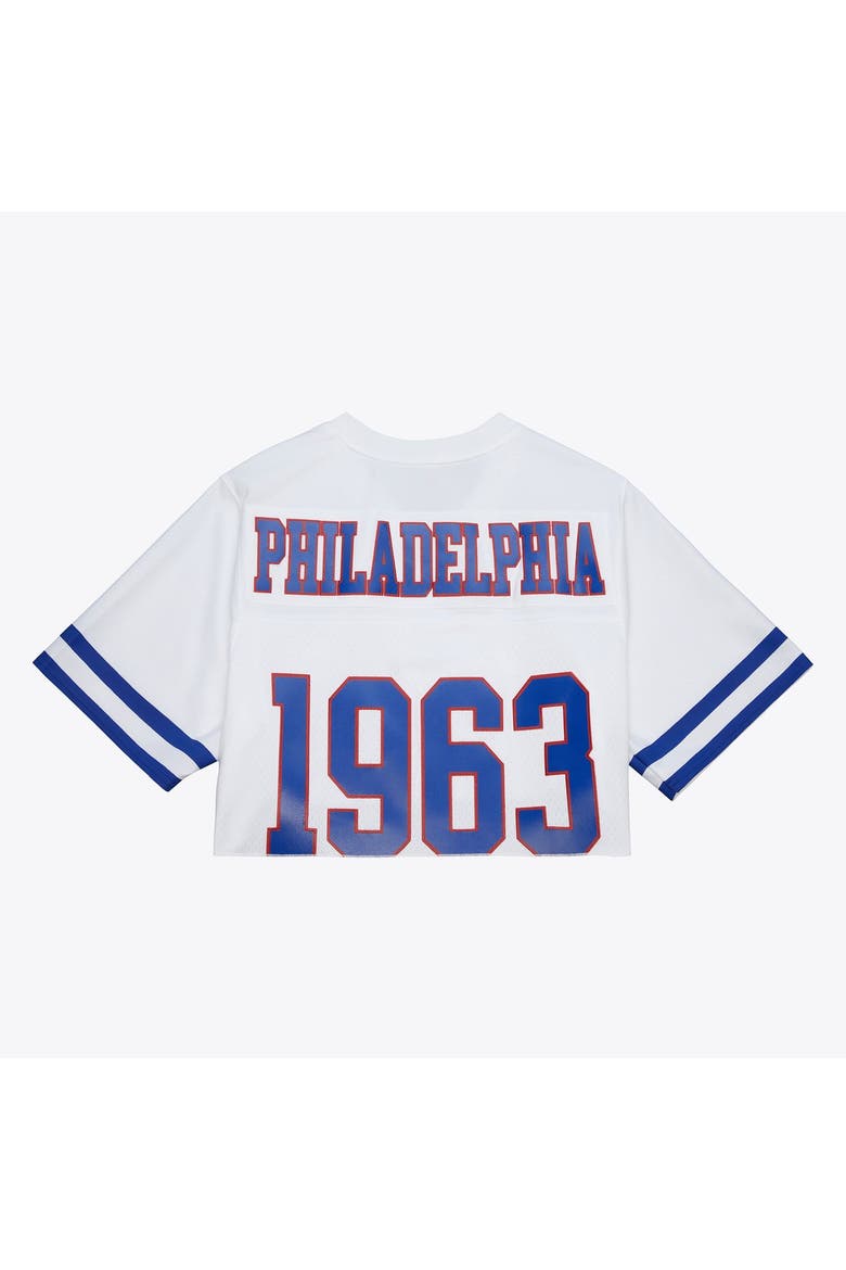 Women's Mitchell & Ness White Philadelphia 76ers Cropped Fashion Jersey, Alternate, color, White