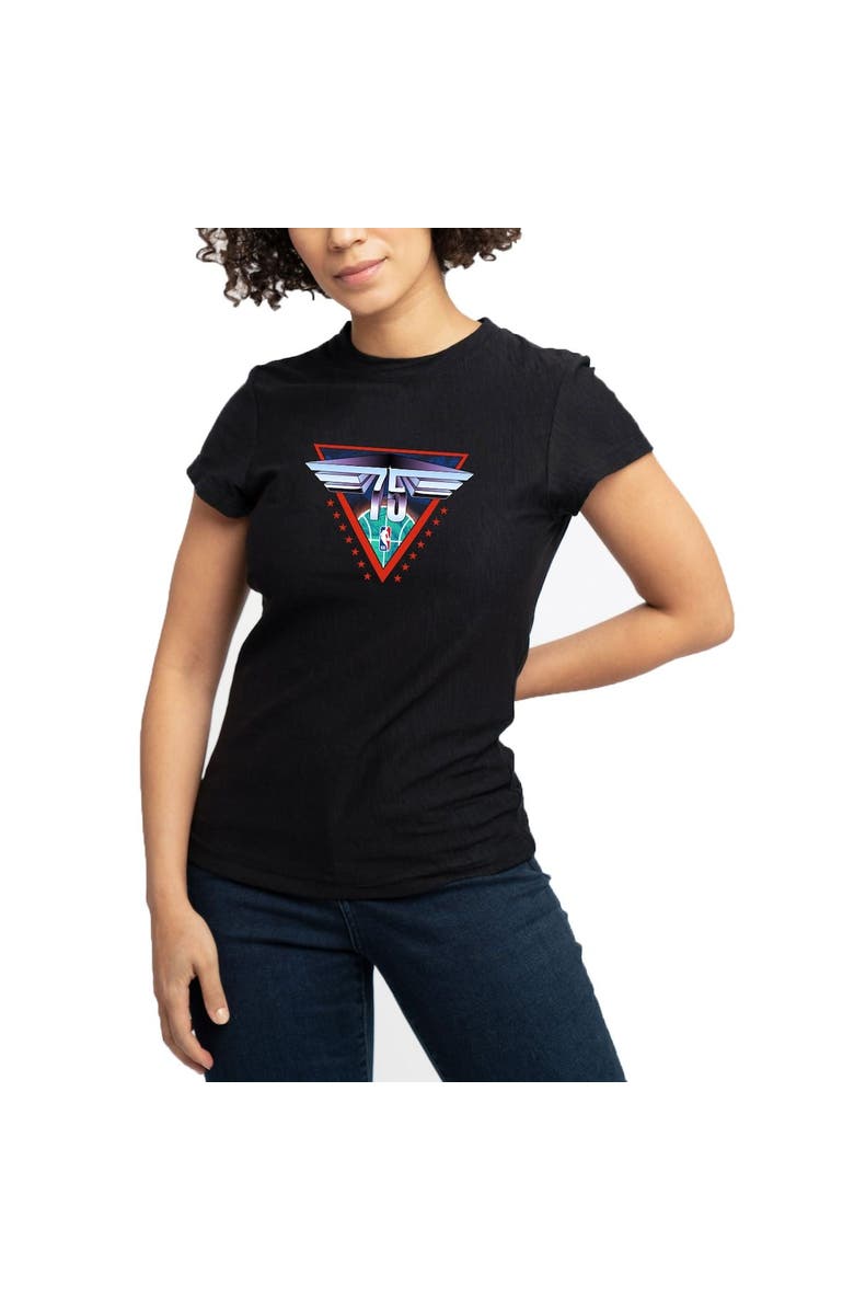 LUSSO Women's Lusso Black NBA 75th Anniversary T-Shirt, Alternate, color, Black