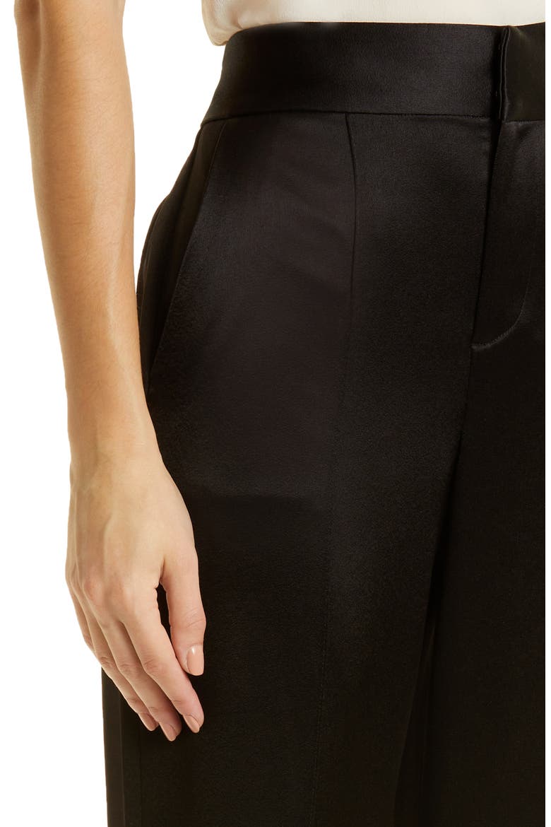 Dylan Wide Leg Satin Trousers, Alternate, color, BLACK