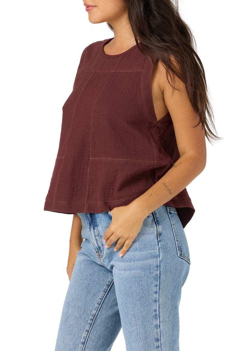 Tasia Cotton Gauze Tank, Alternate, color, CHOCOLATE