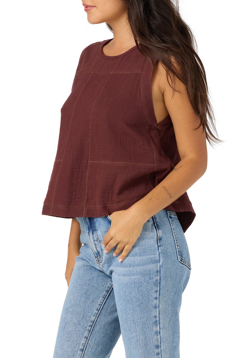 O'Neill Tasia Cotton Gauze Tank, Alternate, color, Chocolate