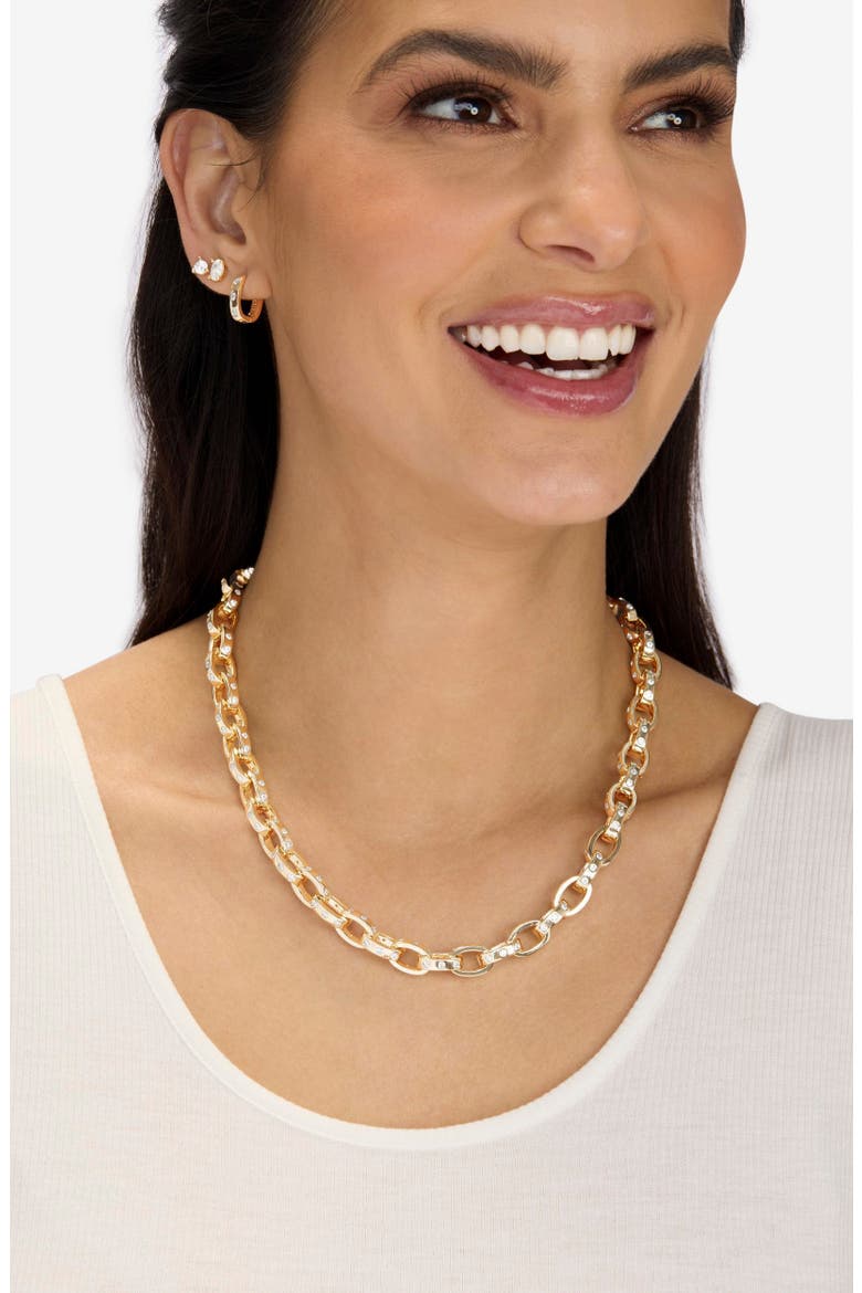 Ashley Cubic Zirconia Chain Link Necklace, Alternate, color, GOLD-WHITE