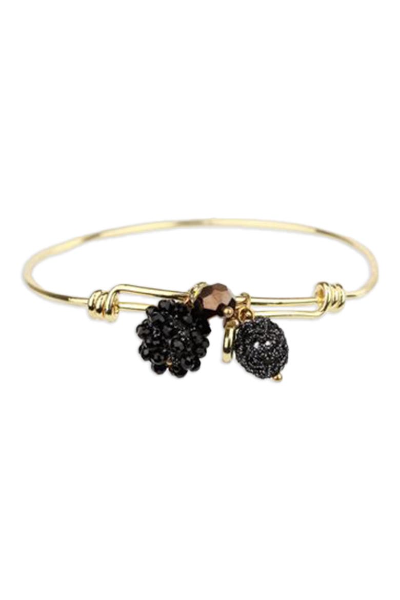 Beaded Charm Bangle Bracelet, Main, color, BLACK