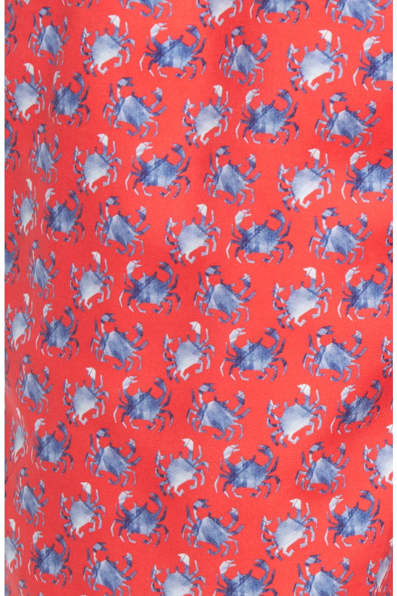 Crab Print Swim Trunks, Alternate, color, RUBY