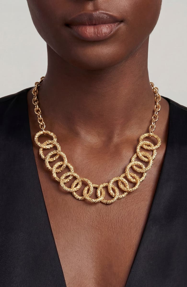 AREA STARS Circular Links Textured Necklace, Alternate, color, Geometric, Gold