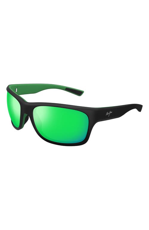 Maui Jim Southern Cross 63mm Ovresize Polarized Sunglasses In Green