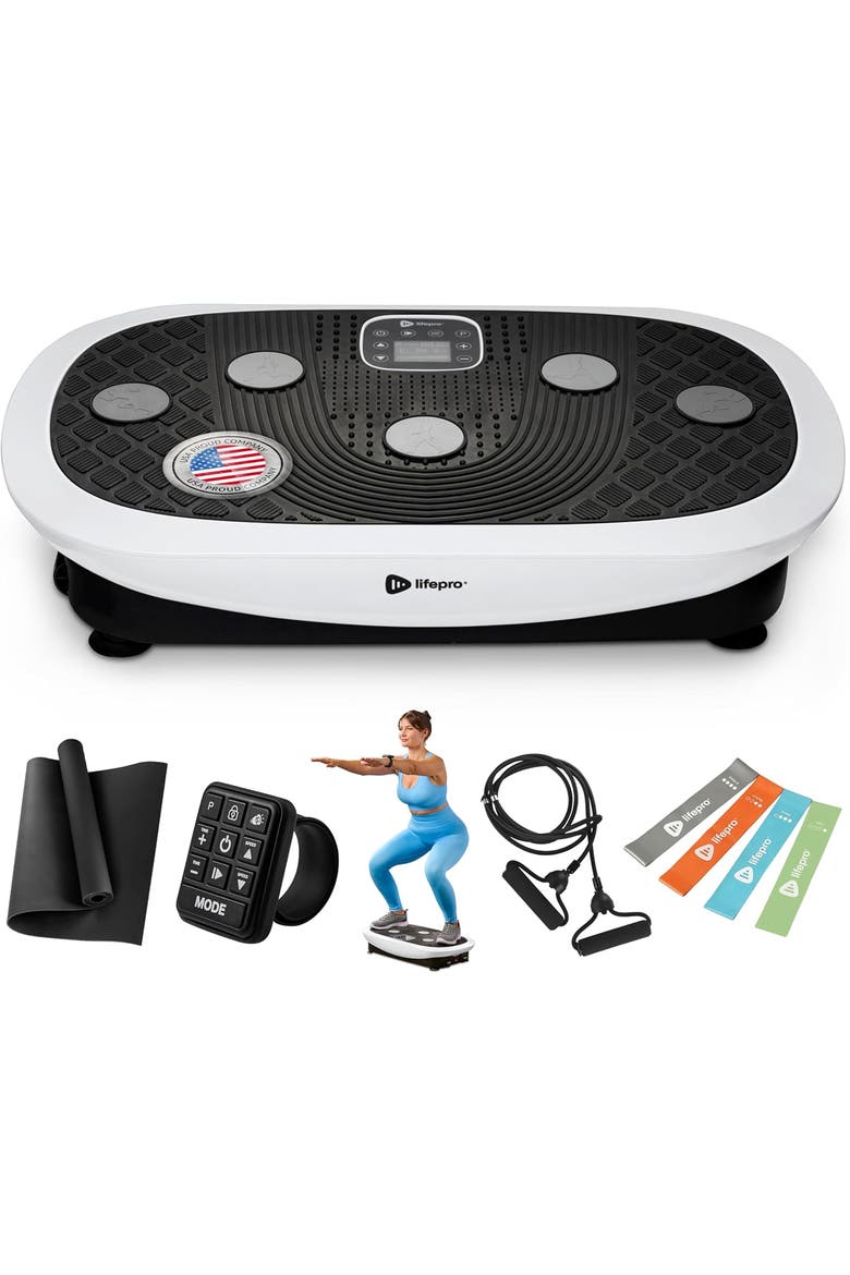 Rumblex Plus 4D Vibration Plate Machine Exercise Machine with Triple Motors for Recovery and Fat Burn, Main, color, White