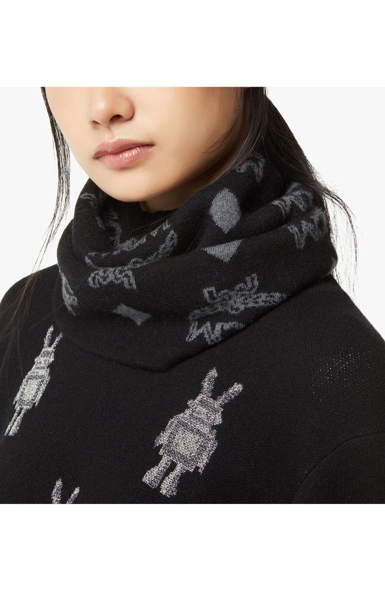 MCM Neck Warmer in Monogram Wool Jacquard, Alternate, color, Black