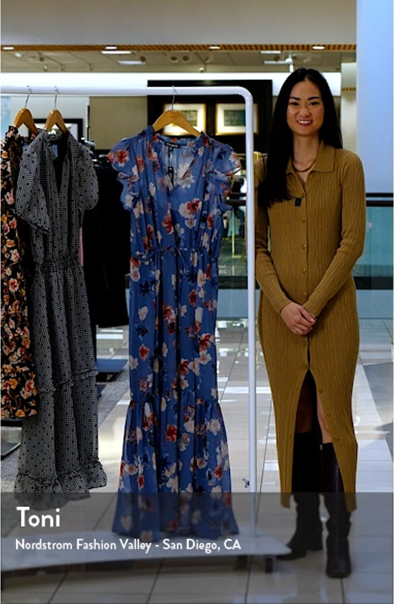 Osiris Floral Cap Sleeve Ruffle Dress, sales video thumbnail