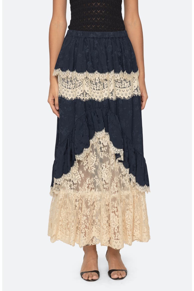Shay Lace Midi Skirt, Main, color, NAVY